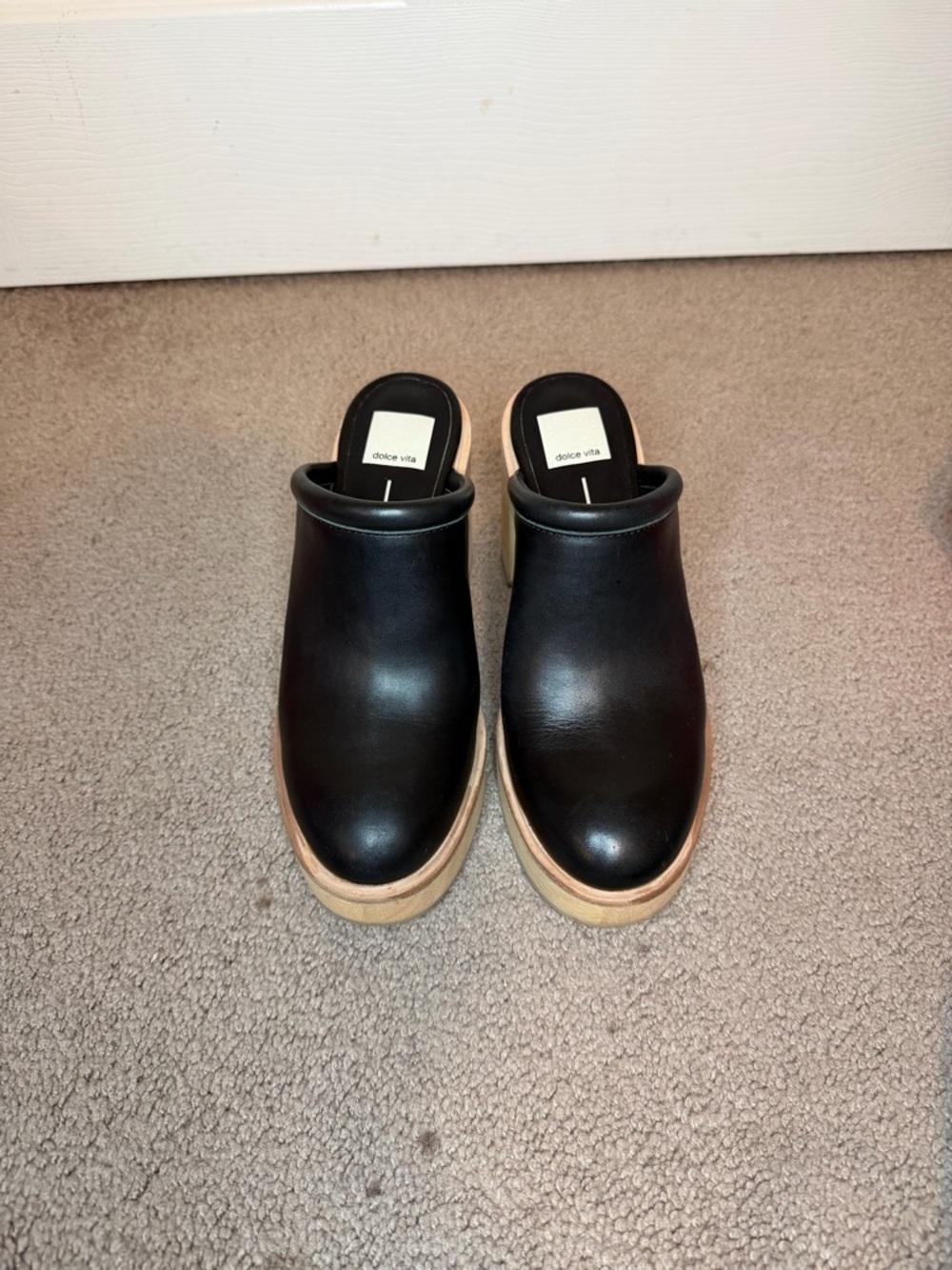 Dolce Vita Black Leather Platform Mules